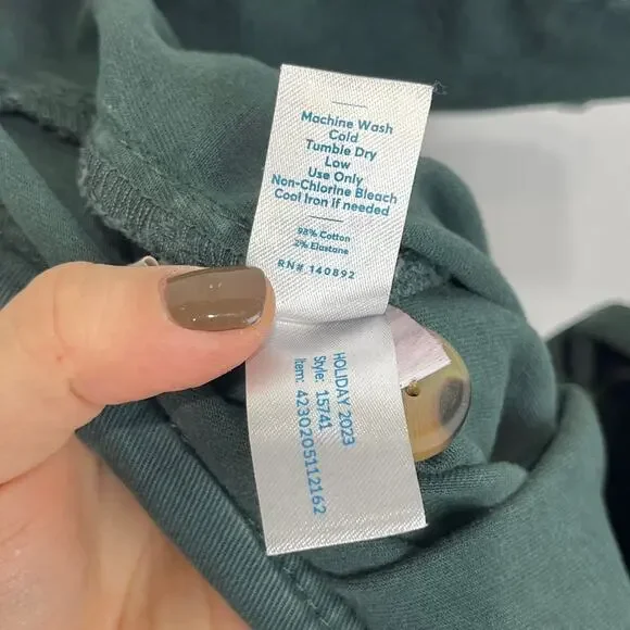 MARINE LAYER Bridget High Waist Pants 15741 Raw Hem Wide Leg Green Size 6 - Picture 8 of 9